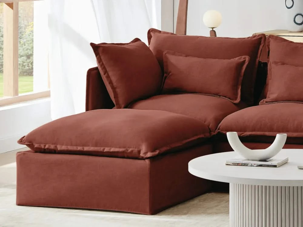 Lifely Modular 5 Seater Corner Ottoman - Rust