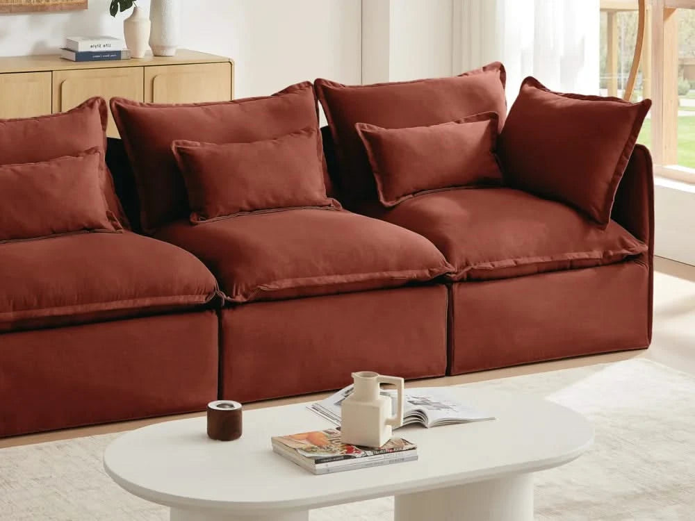 Lifely Modular 9 Seater U-Sectional Ottoman - Rust