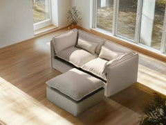 2 Seater / Sofa + Ottoman / Linen Beige