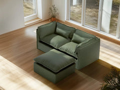 2 Seater / Sofa + Ottoman / Olive Green