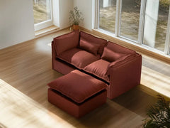 2 Seater / Sofa + Ottoman / Rust