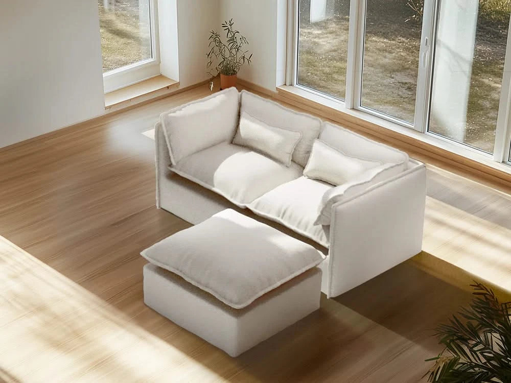 Lifely Modular 2 Seater Sofa Ottoman - White Boucle