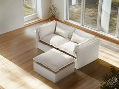 2 Seater / Sofa + Ottoman / White Boucle