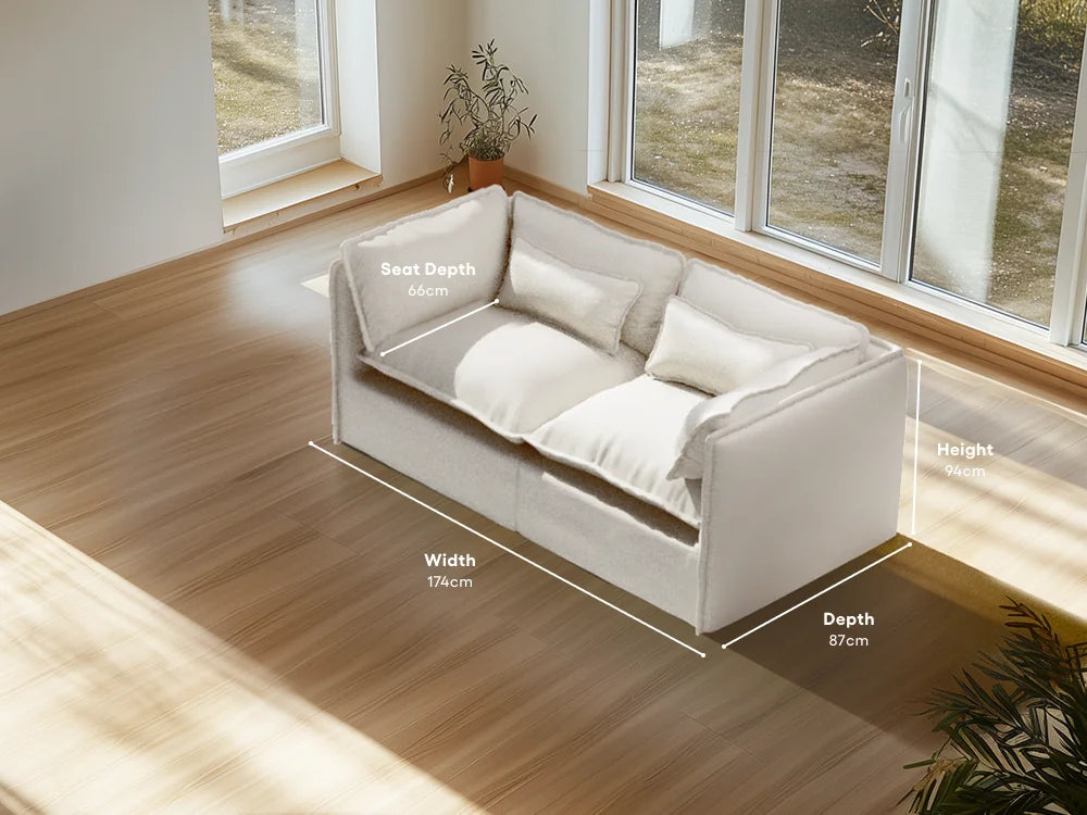 Lifely Modular 2 Seater Sofa - White Boucle