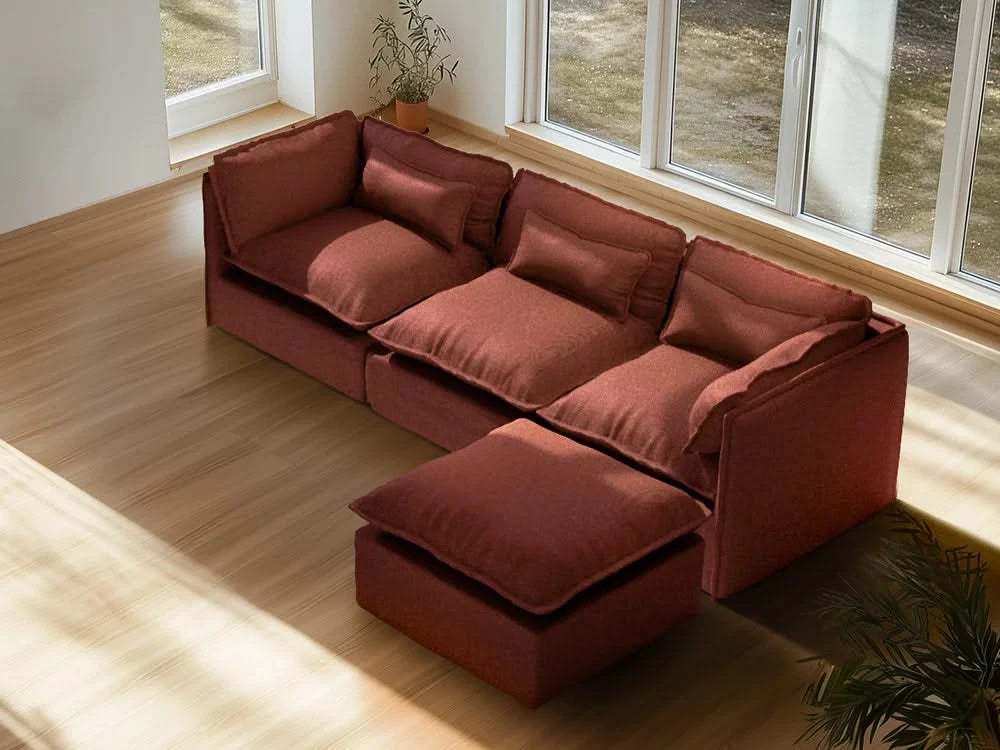 Lifely Modular 3 Seater Sofa Ottoman - Rust