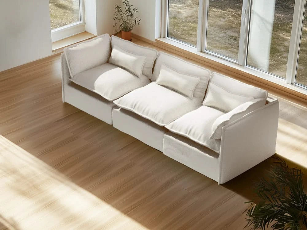 Lifely Modular 3 Seater Sofa - White Boucle