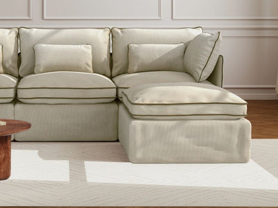 Cream With Brown Piping