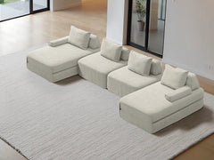 U-Shaped Chaise / 4-Seater U-Shaped Double Chaise 3.96m / Cream