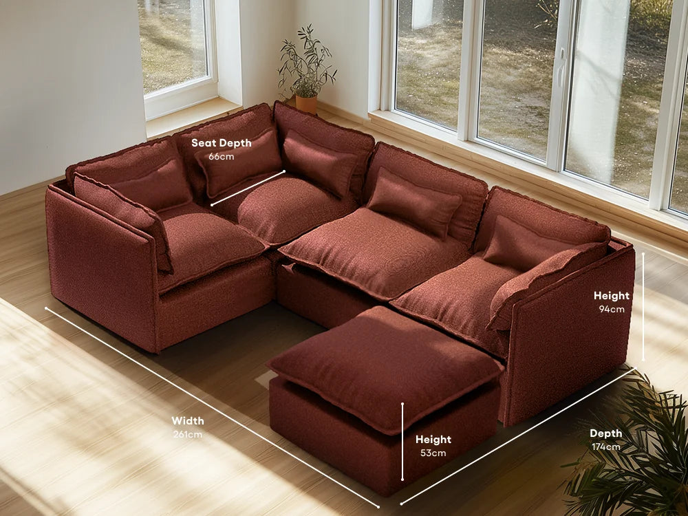Lifely Modular 4 Seater Corner - Rust