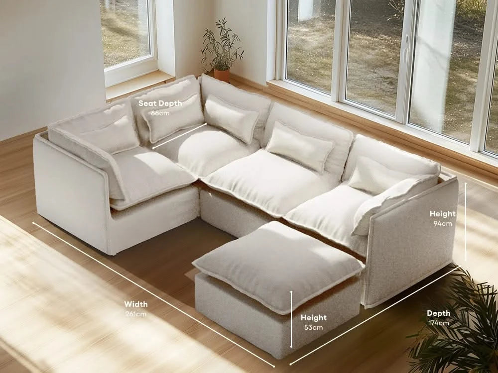 Lifely Modular 4 Seater Corner - White Boucle