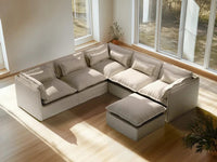 Lifely Modular 5 Seater Corner Ottoman - Linen Beige