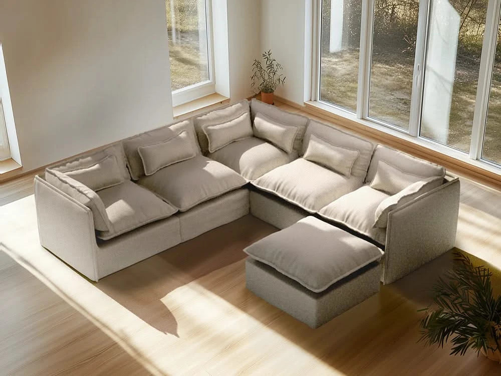 Lifely Modular 4 Seater Sofa Ottoman - Linen Beige