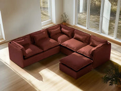 5 Seater / Corner + Ottoman / Rust