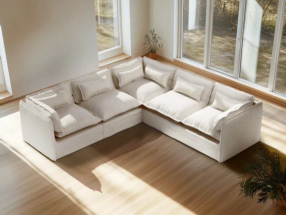 Lifely Modular 5 Seater Corner - White Boucle