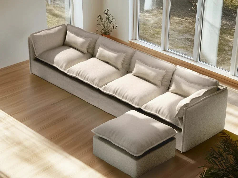 Lifely Modular 4 Seater Sofa Ottoman - Linen Beige