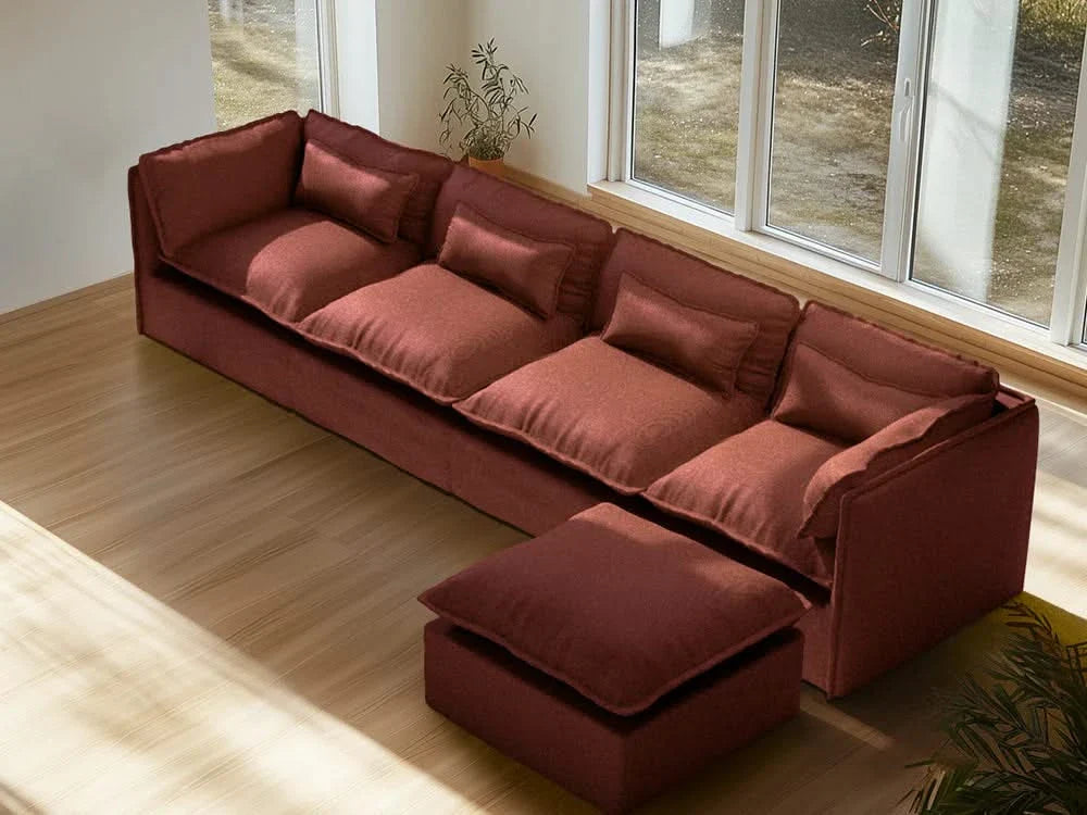 Lifely Modular 4 Seater Sofa Ottoman - Rust