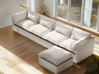 Lifely Modular 4 Seater Sofa Ottoman - White Boucle