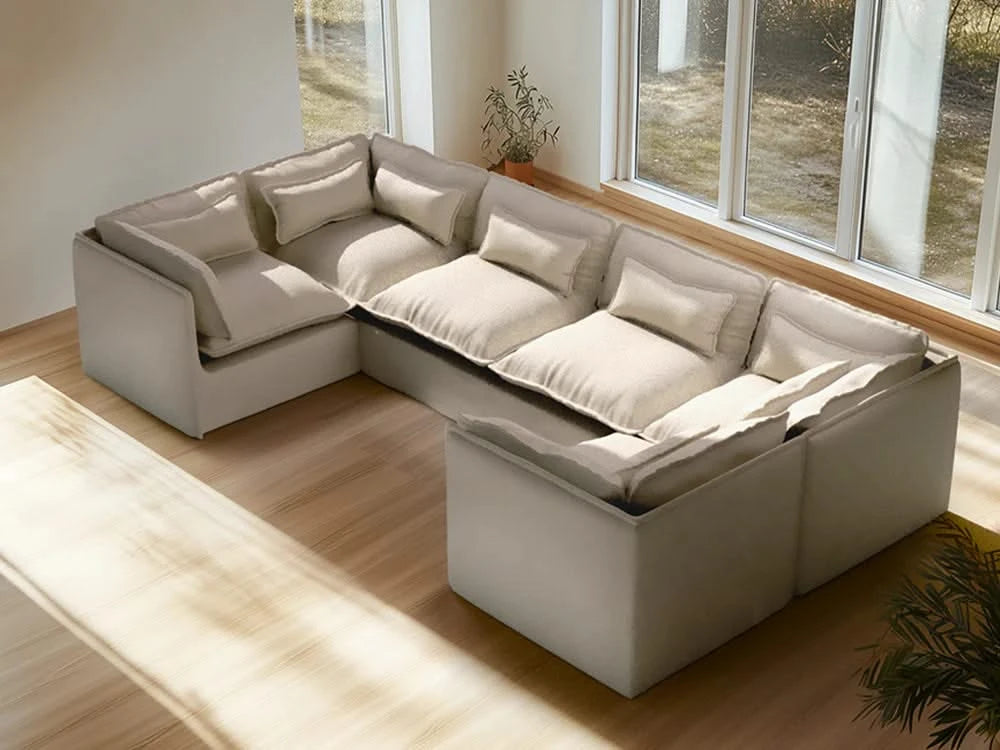 Lifely Modular 6 Seater U-Sectional - Linen Beige