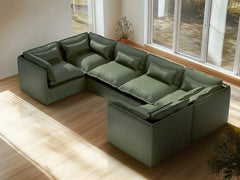 6 Seater / U-Sectional / Olive Green