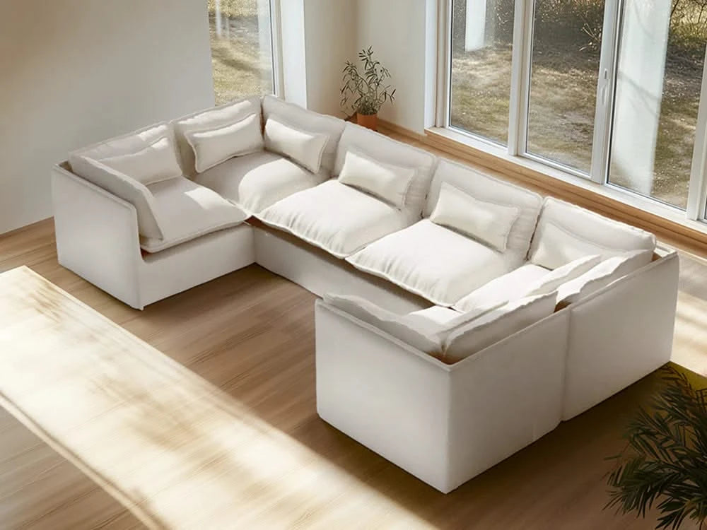 Lifely Modular 6 Seater U-Sectional - White Boucle