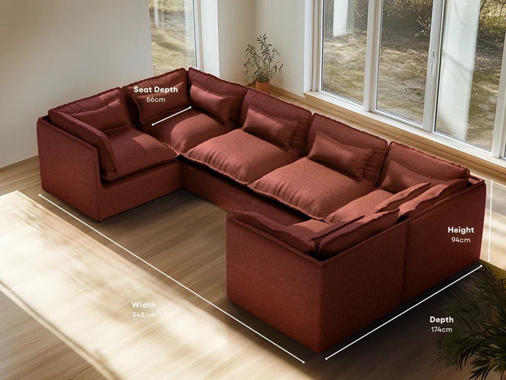 Lifely Modular 6 Seater U-Sectional - Rust