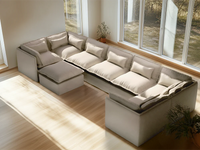 Lifely Modular 7 Seater U-Sectional Ottoman - Linen Beige