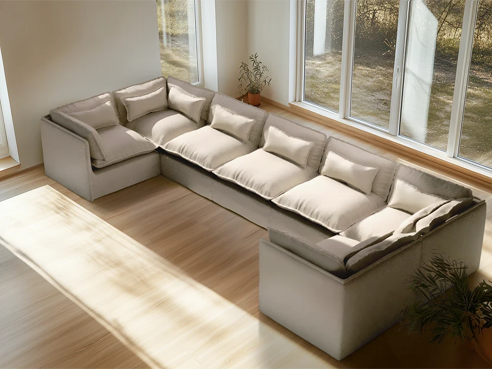 Lifely Modular 7 Seater U-Sectional - Linen Beige