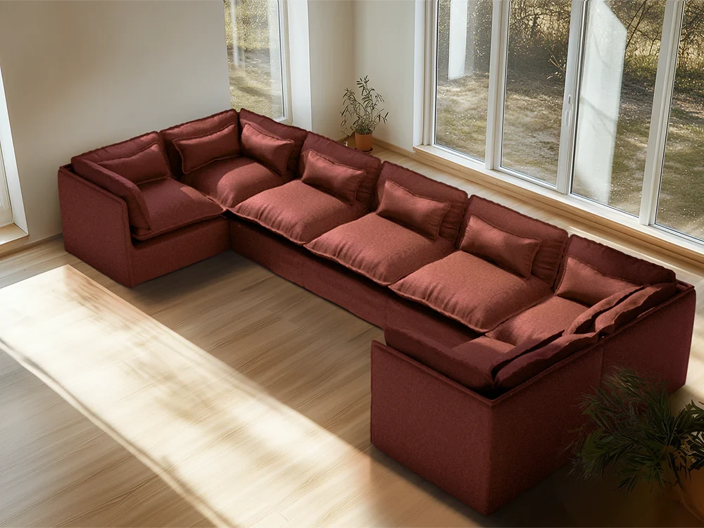 Lifely Modular 7 Seater U-Sectional - Rust