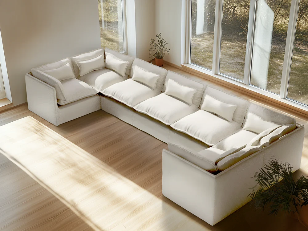 Lifely Modular 7 Seater U-Sectional - White Boucle