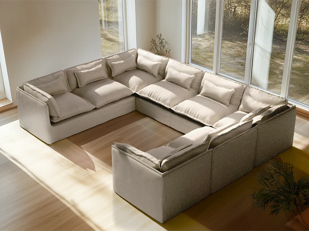 Lifely Modular 8 Seater U-Sectional - Linen Beige