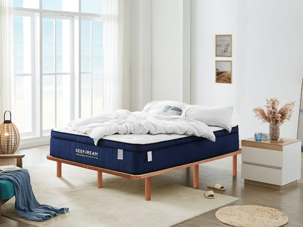 Cali Bed Base Premium Mattress combo - Walnut