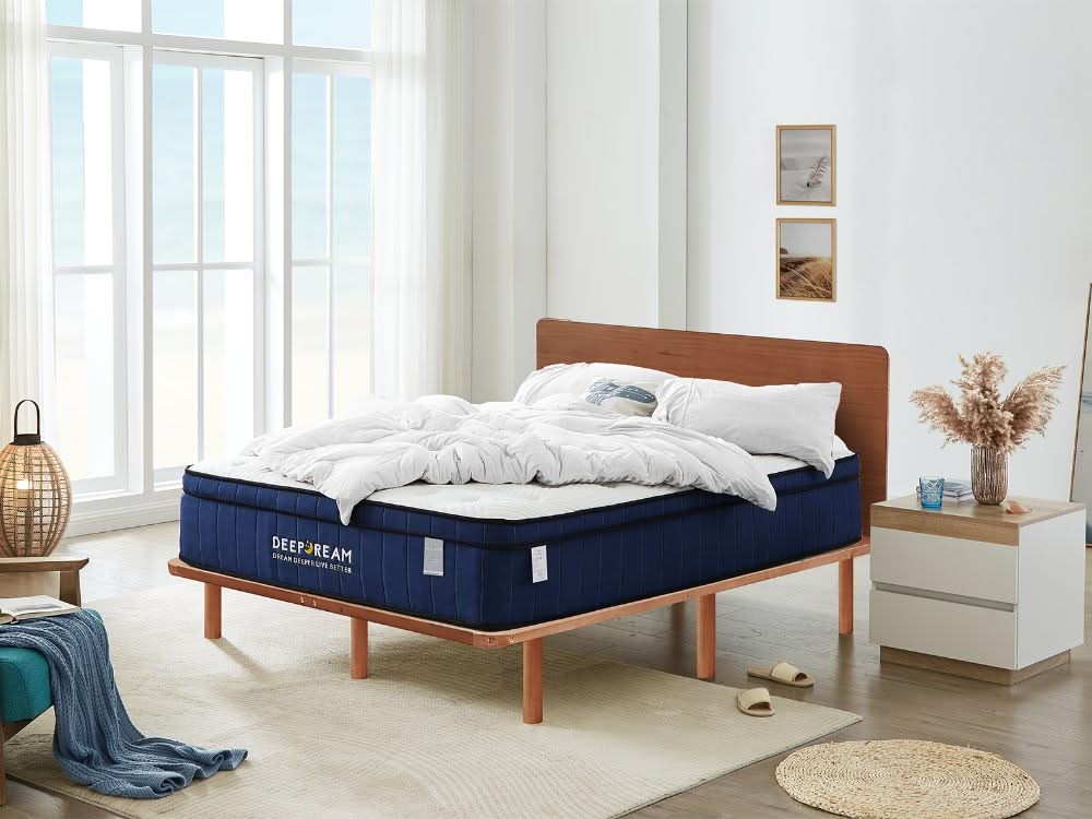 Cali Bed Frame Premium mattress combo - Walnut