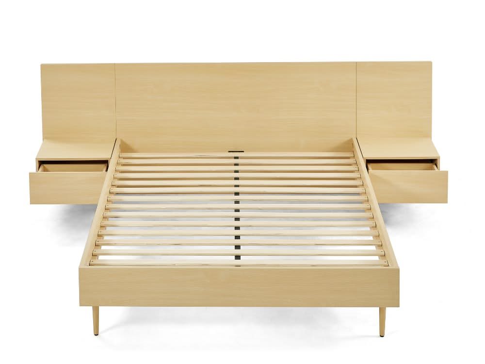 Eve Bed Frame with 2 Bedside Tables Set - Natural
