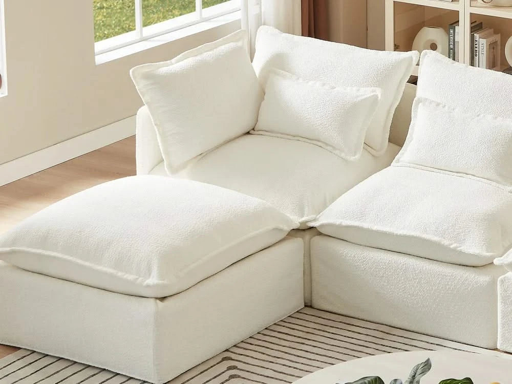 Lifely Modular 4 Seater Corner Ottoman - White Boucle