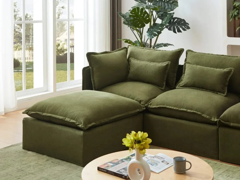 Lifely Modular 3 Seater U-Sectional - Olive Green