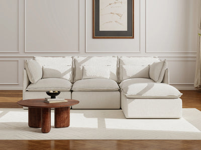 3 Seater / Sofa + Ottoman / White Boucle
