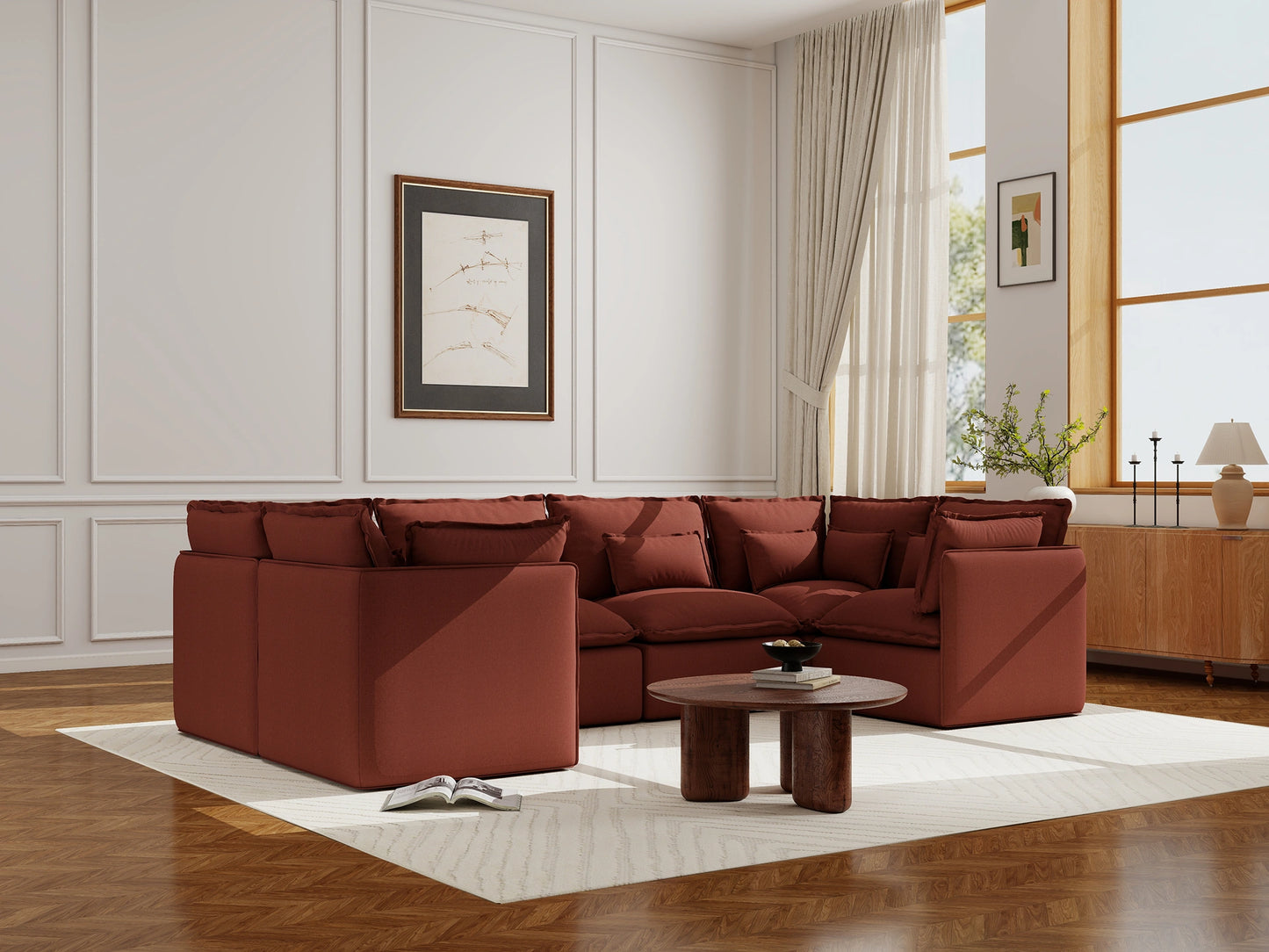 Lifely Modular 6 Seater U-Sectional - Rust