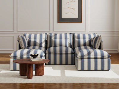 3 Seater / U-Sectional / Blue Stripes