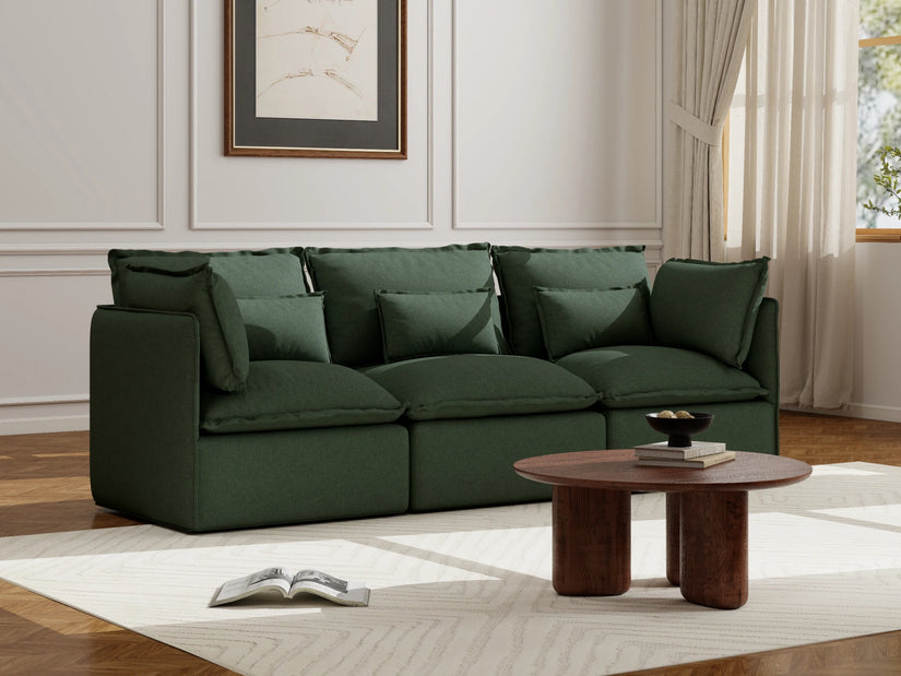 Dark green 3‑seat sofa