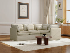 4 Seater / Corner / Cream With Brown Piping