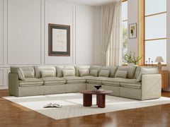 7 Seater / Corner / Cream With Brown Piping