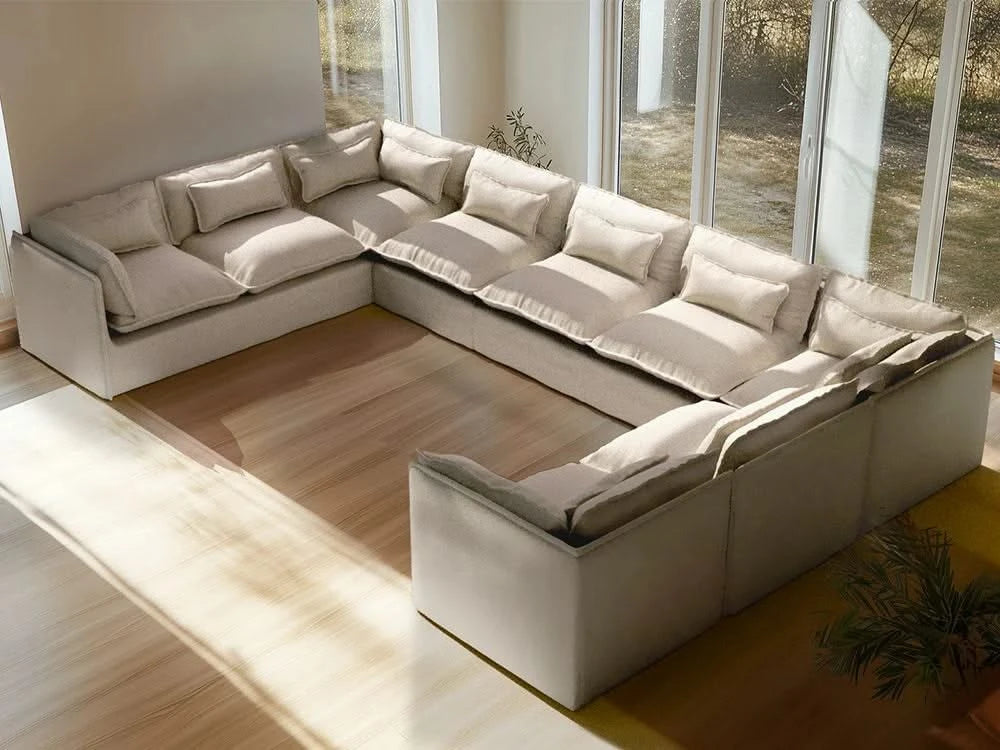 Lifely Modular 9 Seater U-Sectional - Linen Beige