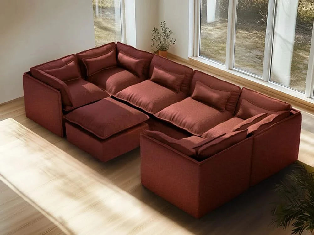 Lifely Modular 6 Seater U-Sectional Ottoman - Rust