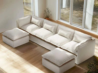 Lifely Modular 4 Seater U-Sectional - White Boucle