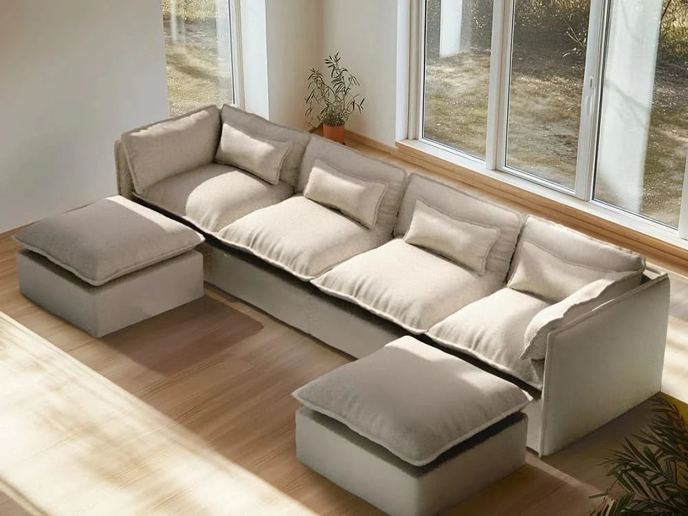 Lifely Modular 4 Seater U-Sectional - Linen Beige