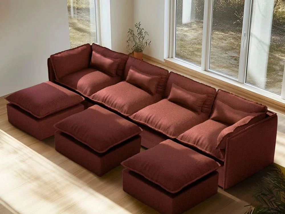 Lifely Modular 4 Seater U-Sectional Ottoman - Rust