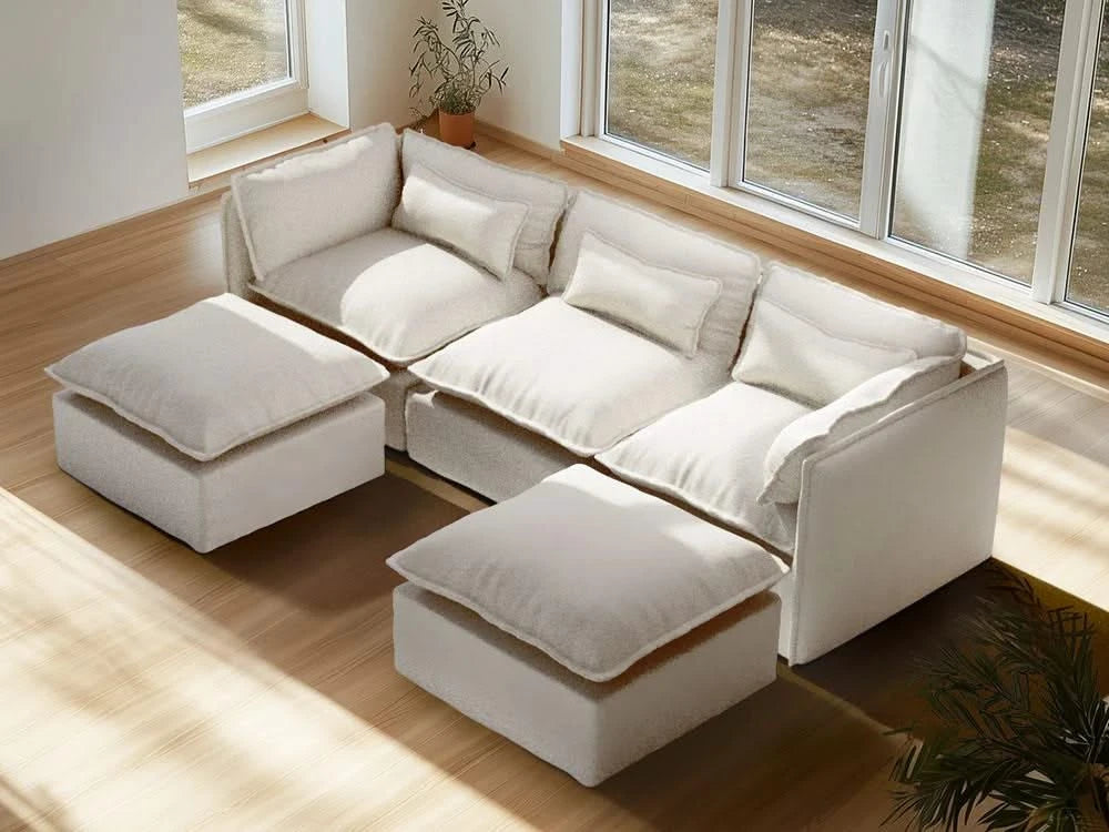 Lifely Modular 3 Seater U-Sectional - White Boucle