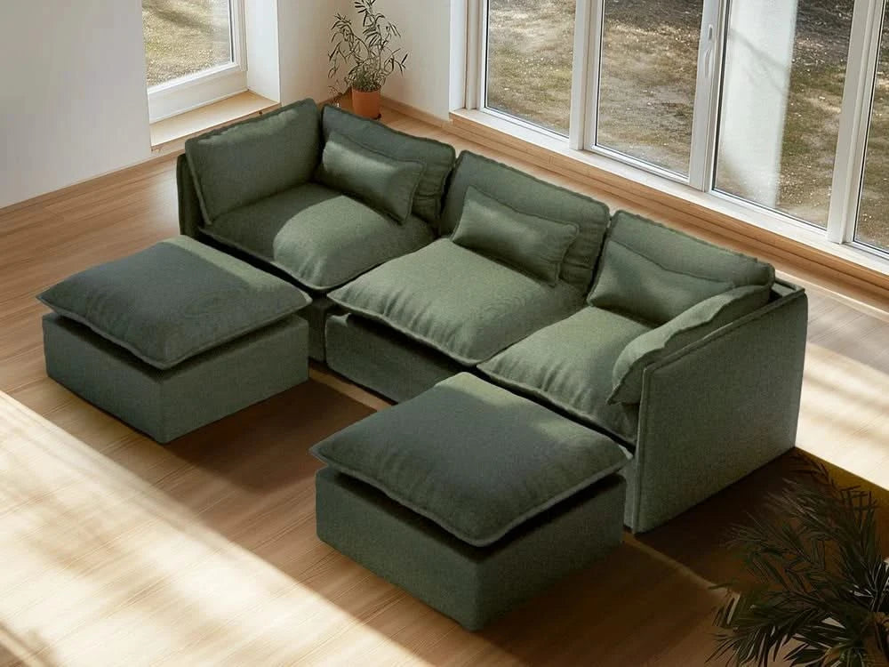 Lifely Modular 3 Seater U-Sectional - Olive Green