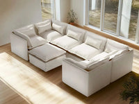 Lifely Modular 6 Seater U-Sectional Ottoman - White Boucle