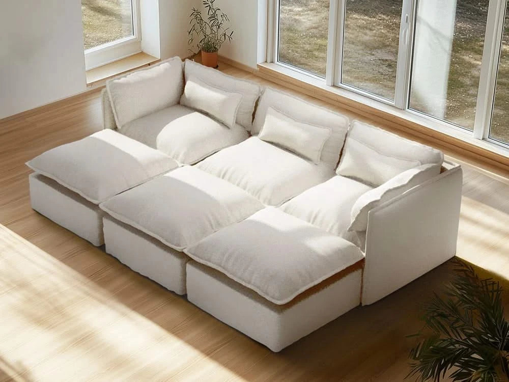 Lifely Modular 3 Seater Bed - White Boucle